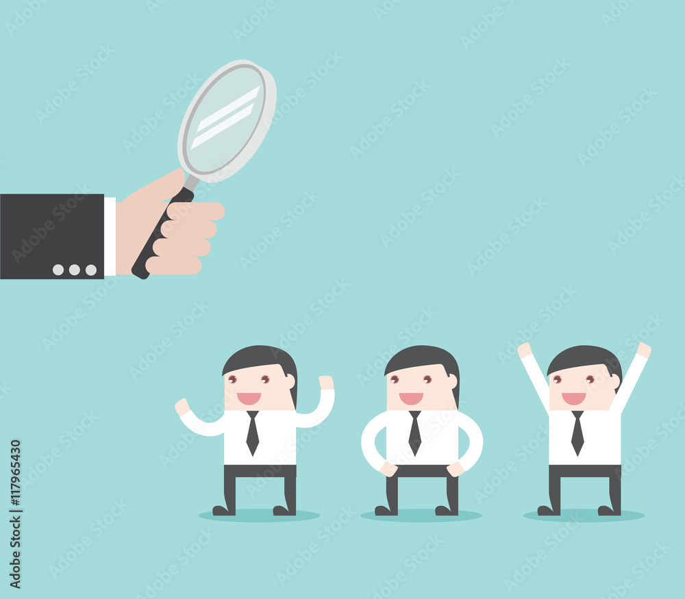 Human resources looking for employee, promotion. Flat design for business financial marketing banking advertising commercial event minimal concept cartoon illustration. Human resources looking for employee, promotion. Flat design for business financial marketing banking advertising commercial event minimal concept cartoon illustration.
