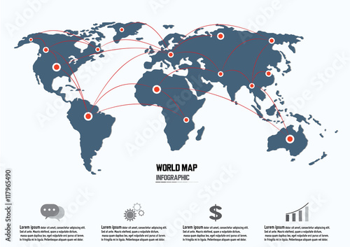 World map and connection  vector infographic