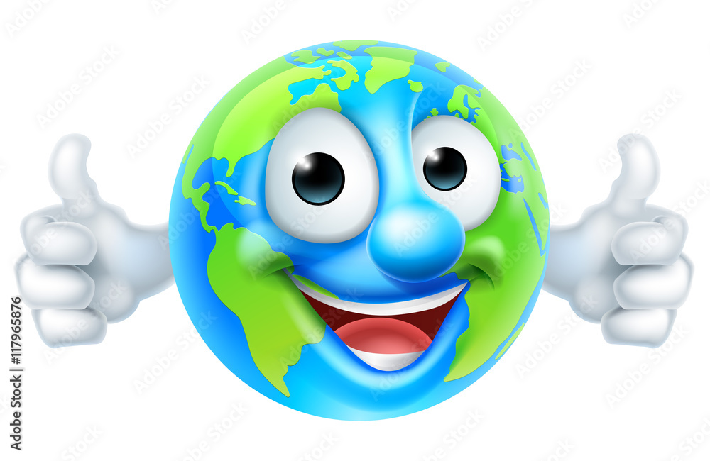 Earth Day Thumbs Up Mascot Cartoon Character Earth Day Thumbs Up Mascot Cartoon Character