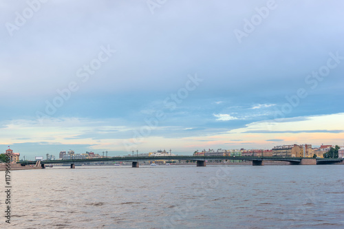 .Sampson bridge of St. Petersburg in the evening