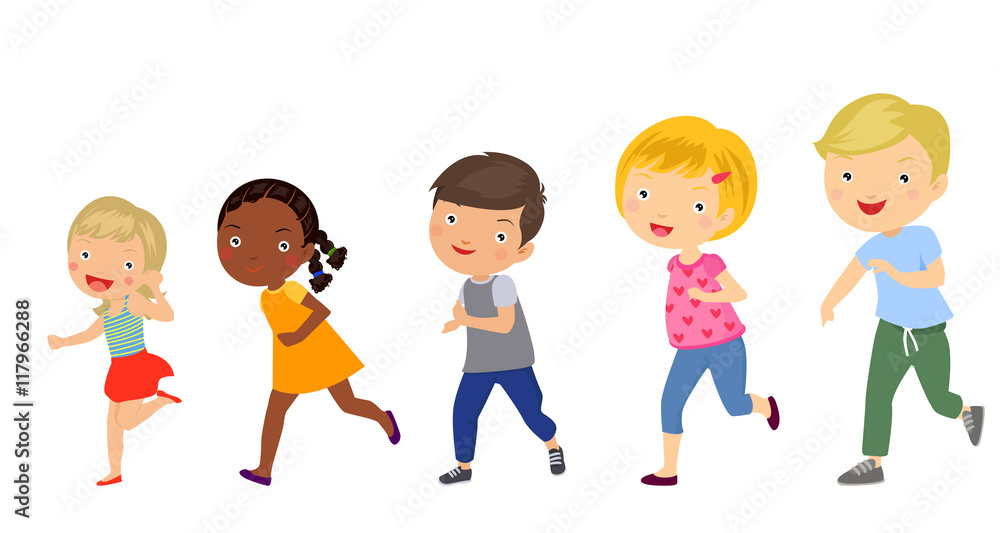 Group of kids running