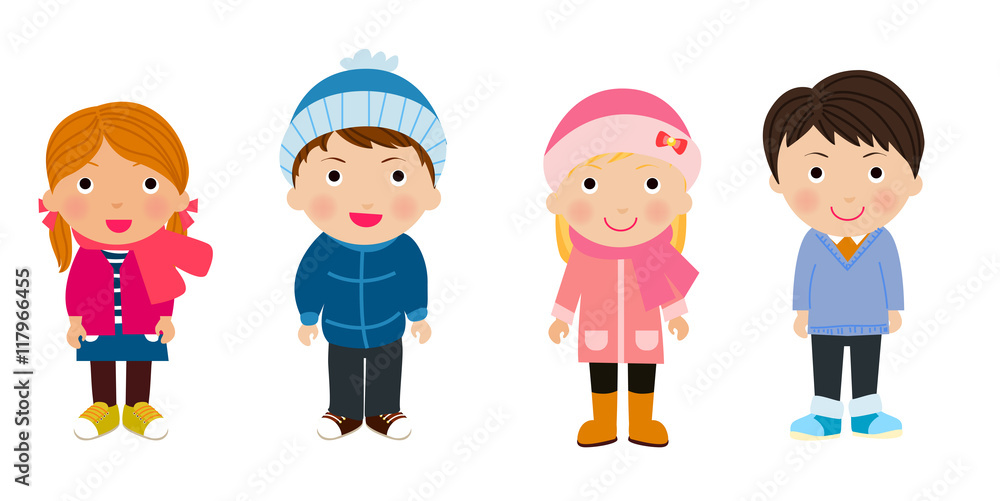 Group of winter kids Group of winter kids