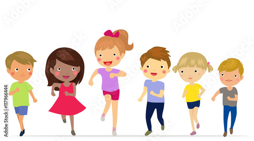 Group of children running