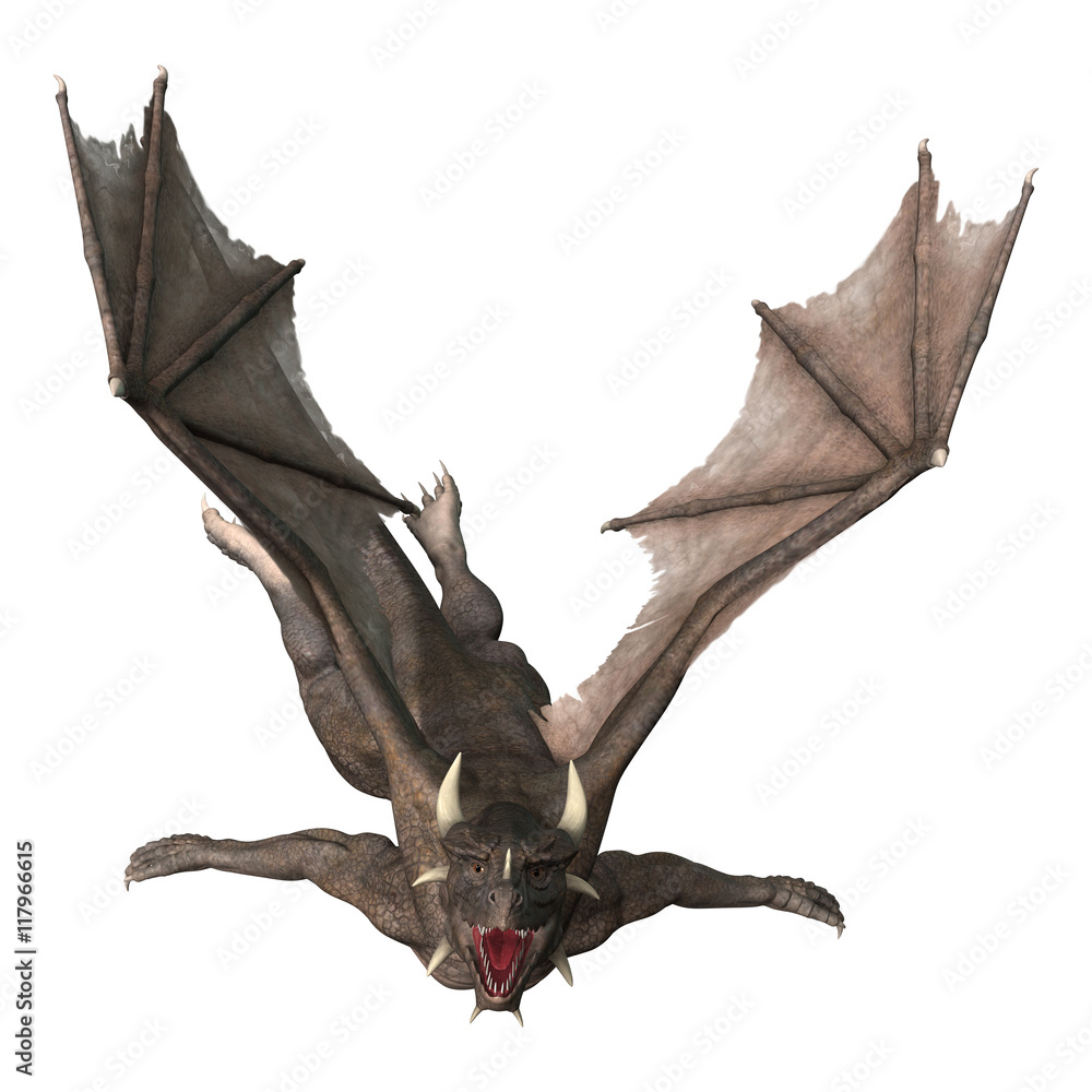 3D Rendering Fantasy Dragon on White 3D Rendering Fantasy Dragon on White