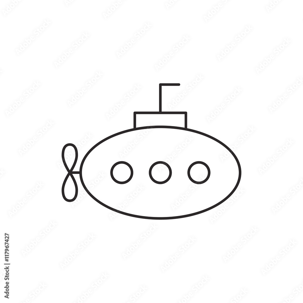 Outline submarine icon isolated on white background Outline submarine icon isolated on white background