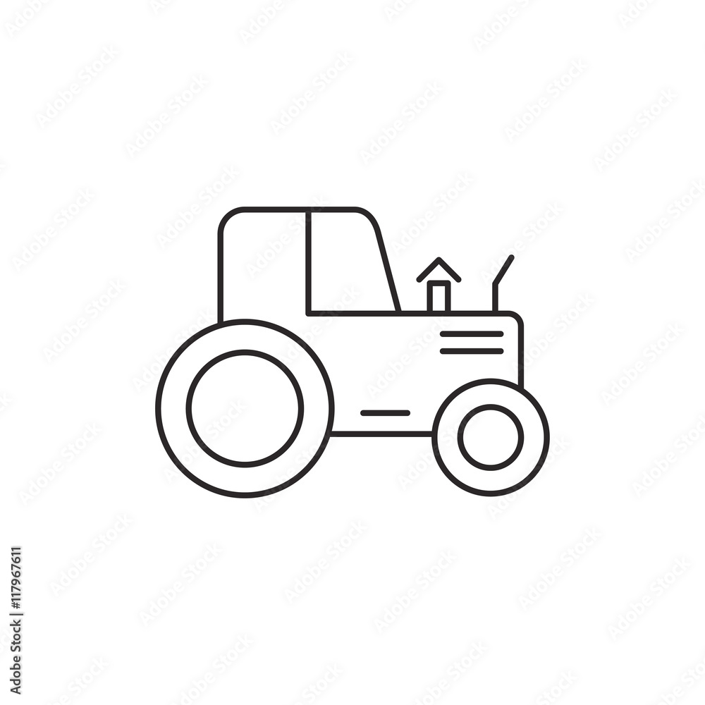 Outline tractor icon isolated on white background Outline tractor icon isolated on white background