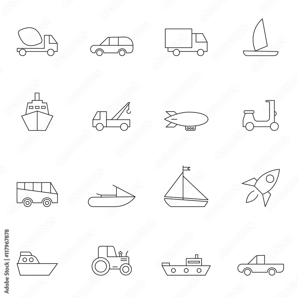 Outline transpost icon set vector illustration Outline transpost icon set vector illustration