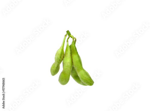 Green soybeans isolated on white background