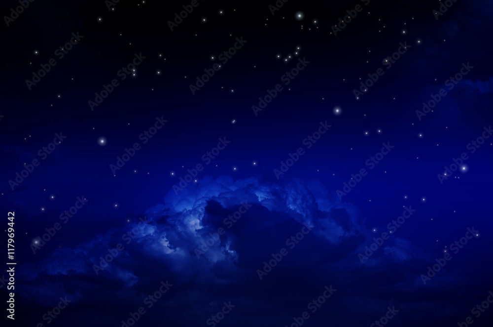 Night Sky with Stars and Clouds