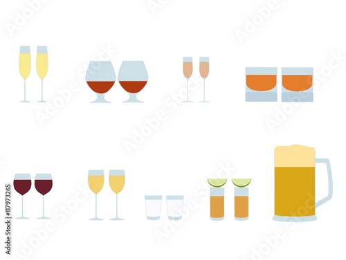 Vector different alcohol glasses icons