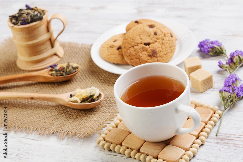 Herbal tea and cookies Herbal tea and cookies
