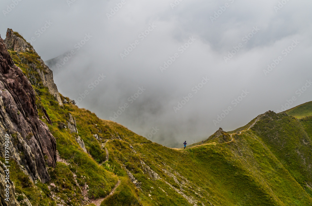 Female trailrunning in mountains of Lechtal Alps, North Tyrol, Austria Female trailrunning in mountains of Lechtal Alps, North Tyrol, Austria