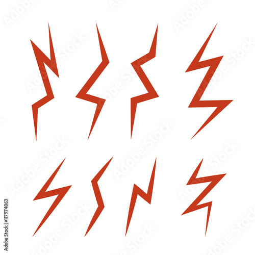 vector cartoon illustration set of Lightning Bolts.