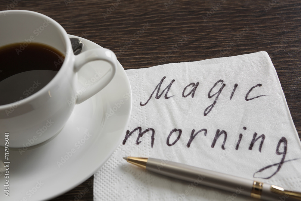 Coffee cup and napkin with message Coffee cup and napkin with message