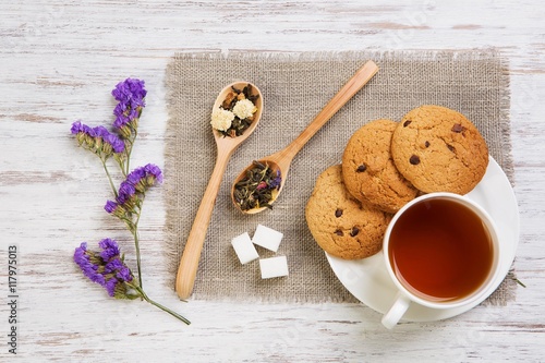 Herbal tea and cookies