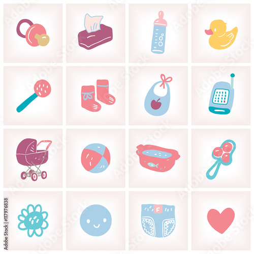 Vector illustration with baby icons 
