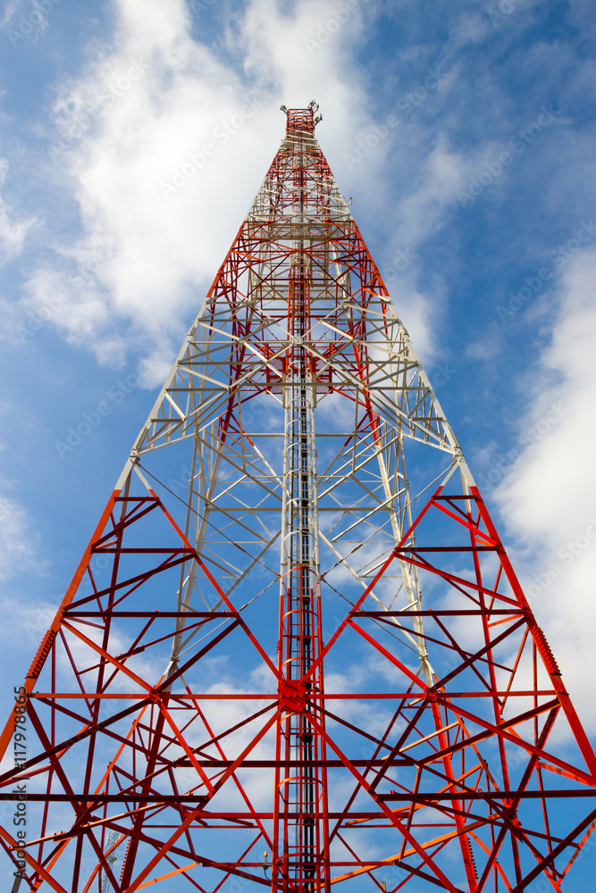 Communication Tower with GSM Antenna on the top
