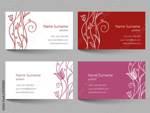 Business card with floral doodle design