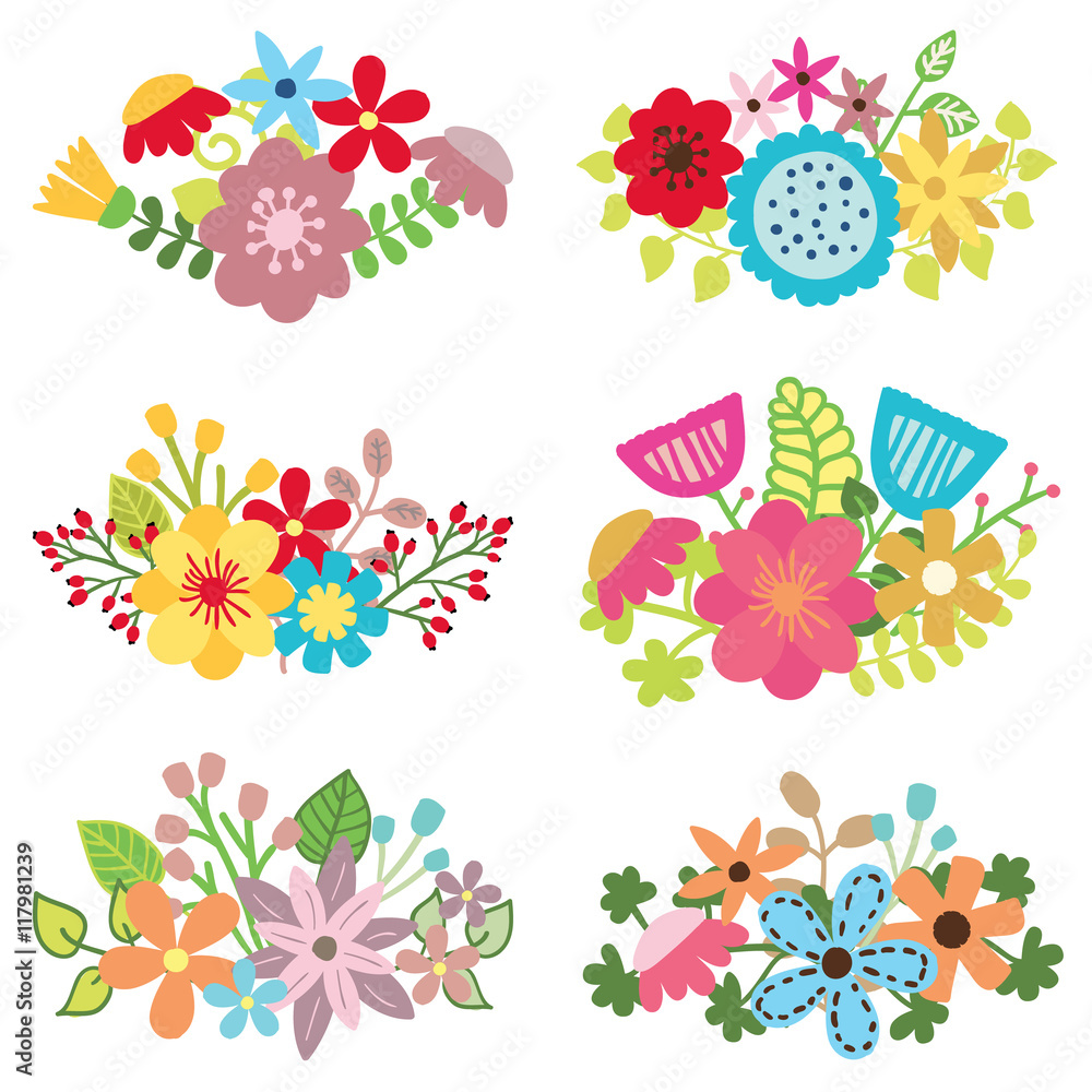 Floral set, flower design elements