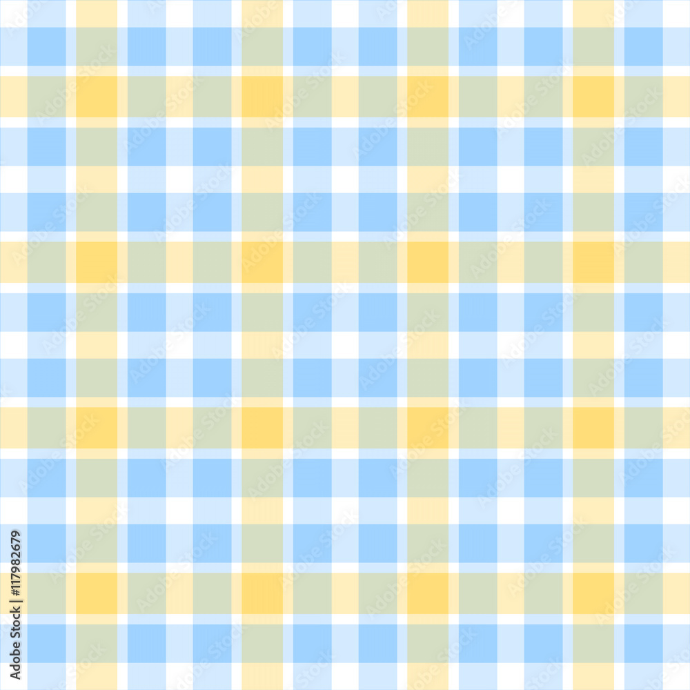 Blue, yellow and white plaid background Blue, yellow and white plaid background