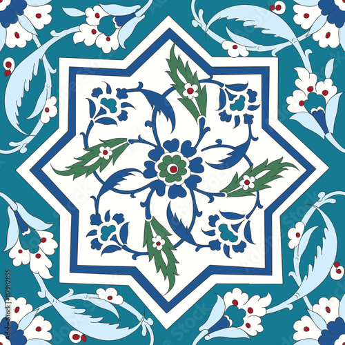 Floral pattern for your design. Traditional Arabic seamless ornament.  Iznik. Vector. Background.
