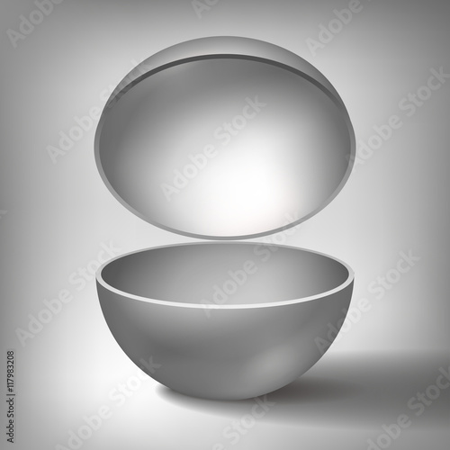 Vector volume hollow sphere, open ball, inside a grey coated, abstract object for you project design
