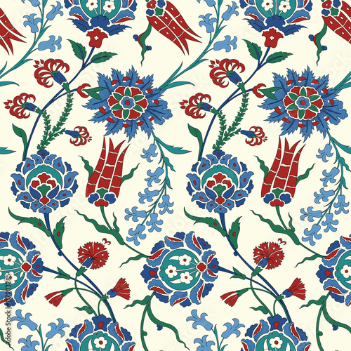 Floral pattern for your design. Traditional Arabic seamless ornament.  Iznik. Vector. Background.