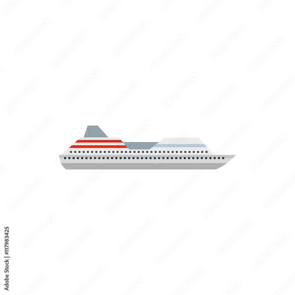 Cruise liner icon in flat style on a white background