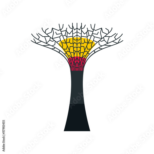 Singapore Supertree at the Gardens By The Bay icon in flat style on a white background