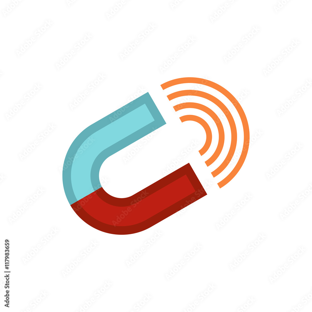 Horseshoe magnet icon in flat style on a white background Horseshoe magnet icon in flat style on a white background