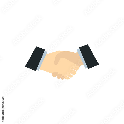 Handshake icon in flat style on a white background
