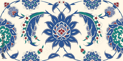 Floral pattern for your design. Traditional Arabic seamless ornament.  Iznik. Vector. Background.