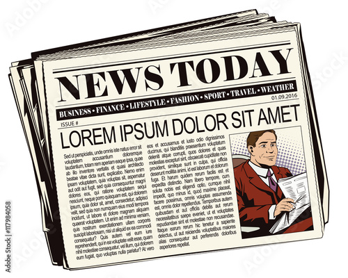 Businessman reads newspaper in newspaper.