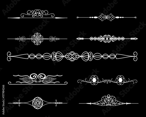 Vintage borders. Set of calligraphic decorative vector dividers.
