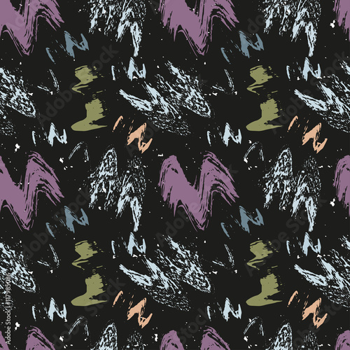 Graffiti bright psychedelic seamless pattern on a black background vector illustration