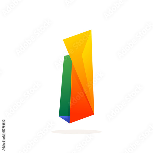 Letter I logo in low poly style. Free Download Letter I logo in low poly style. - GFXLoad