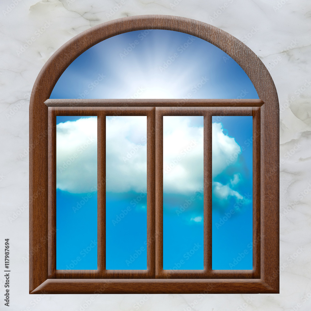Fototapeta premium open window cloud sun