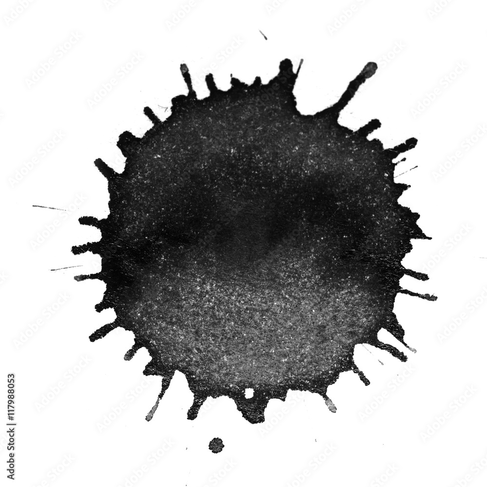 Black ink splatter on paper Black ink splatter on paper