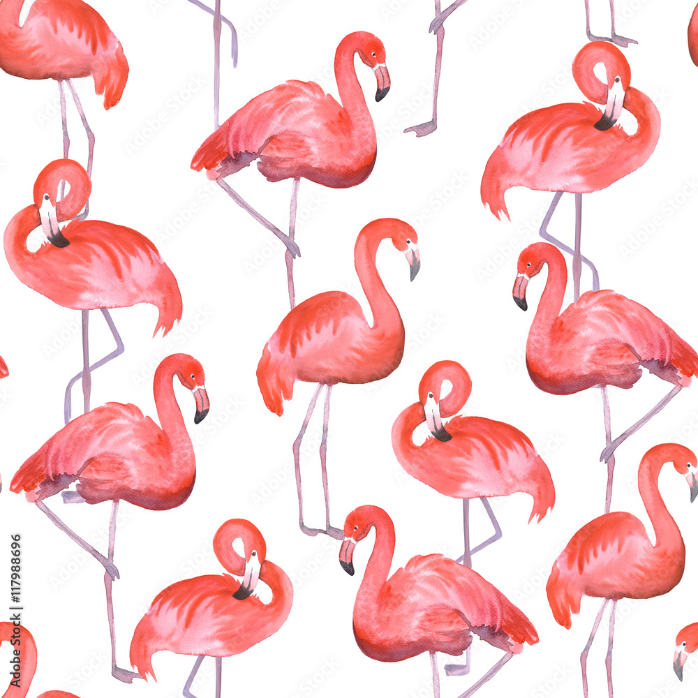 Fototapeta premium Pink flamingo seamless