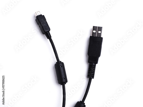 Black USB cable.