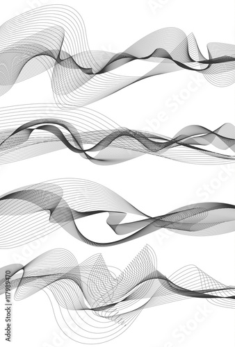 Canvas Print Vector music sound waves set