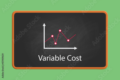 variable cost concept illustration with graph and chart with blackboard and chalkboard effect