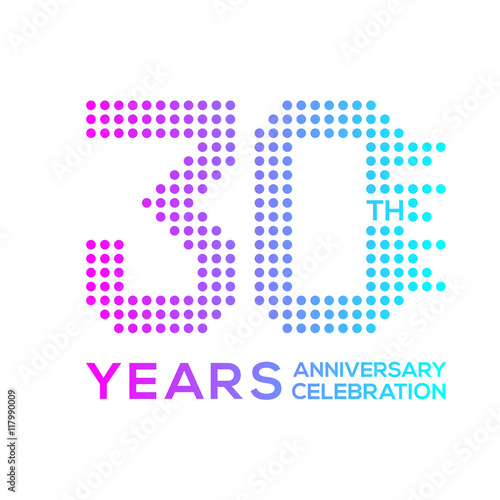 30 years anniversary with a circle,dotted,digital,technology logo