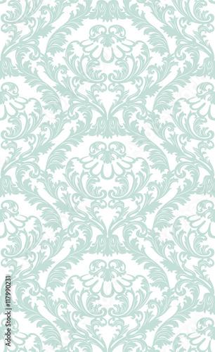 Vintage Baroque ornament pattern. Vector Luxury damask decor. Royal Victorian texture for wallpapers, textile, fabric. opal blue color
