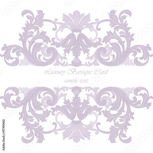 Vintage Invitation Card or banner with Luxurious Baroque ornament. Gold color