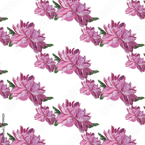 Chrysanthemum Flowers pattern. Vector watercolor Elegant Floral background fo...
