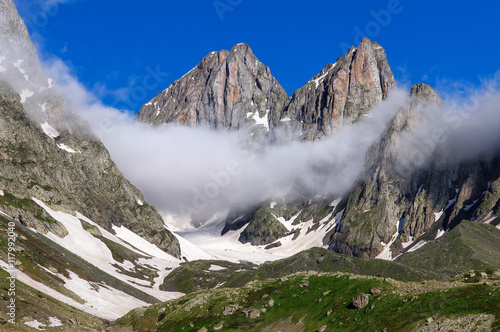 Принти на полотні Great cloud hung over the mountain in tajikistan