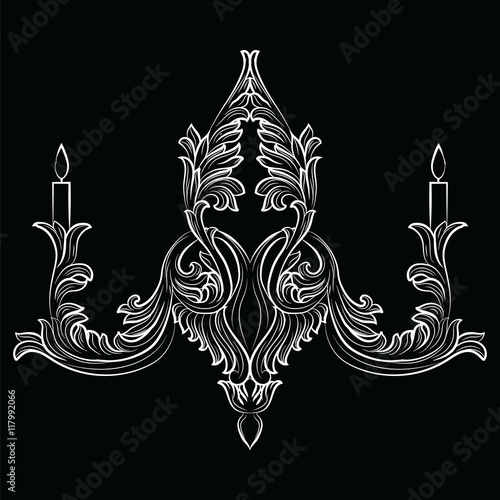 Exquisite Rich Baroque Classic chandelier. Luxury decor accessory design. Vec...