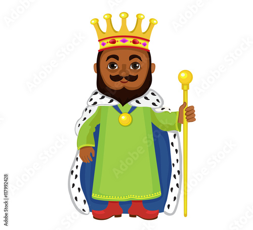 Cartoon king holding a golden scepter.