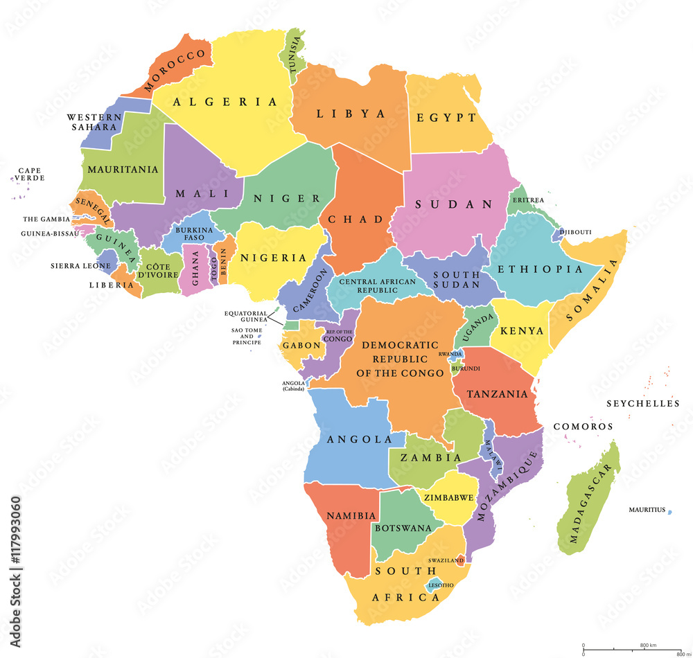 Fotografering, Billede Africa single states political map på Europosters.dk
